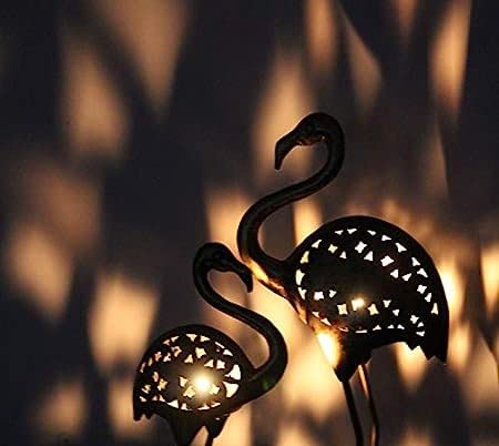 Antique Metal Flamingo Figurines – Elegant Garden & Home Décor Set (Set of 2)