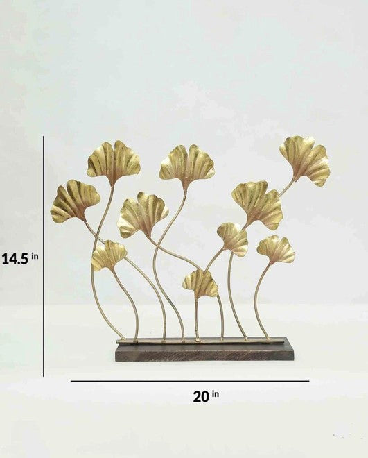 Golden Ginkgo Leaf Metal Table Decor – Elegant Nature Accent