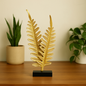 Golden Leaf Metal Table Decor – Modern Tropical Accent Piece