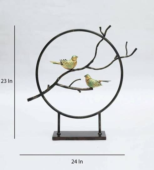 Birds on Branch Metal Table Decor – 24" Nature-Inspired Accent