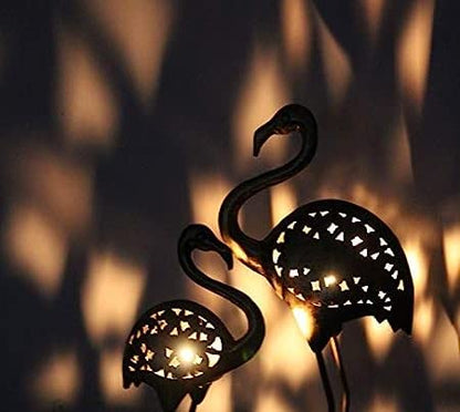 Antique Metal Flamingo Figurines – Elegant Garden & Home Décor Set (Set of 2)