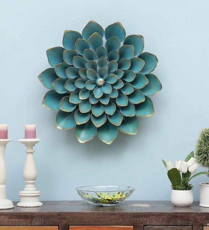 Blue Lotus Bloom – Handmade Metal Wall Decor