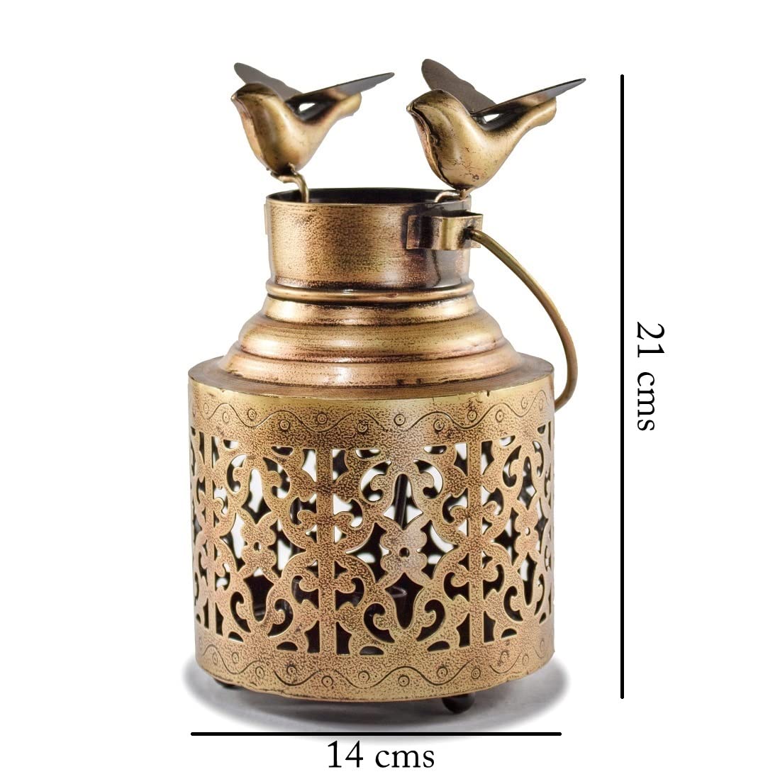 Handcrafted Metal Lantern with Bird Design – Warm Ambient Light Decor for Home & Gifts